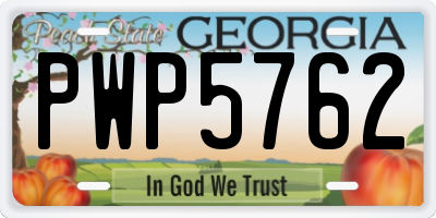 GA license plate PWP5762