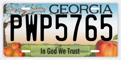 GA license plate PWP5765