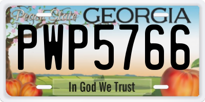 GA license plate PWP5766