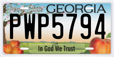 GA license plate PWP5794