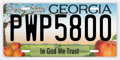 GA license plate PWP5800