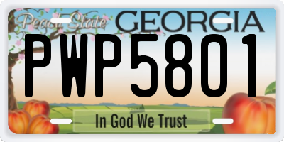 GA license plate PWP5801