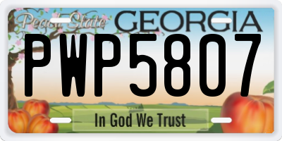 GA license plate PWP5807