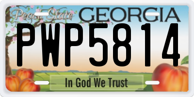 GA license plate PWP5814