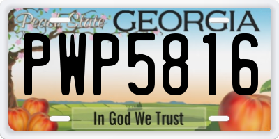 GA license plate PWP5816