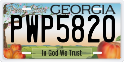 GA license plate PWP5820