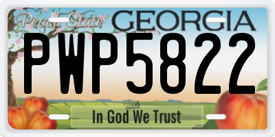 GA license plate PWP5822