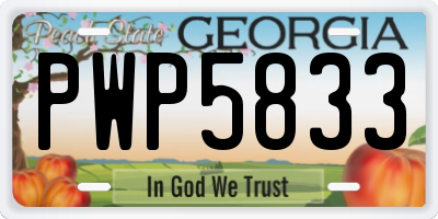 GA license plate PWP5833