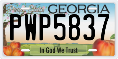 GA license plate PWP5837