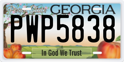 GA license plate PWP5838