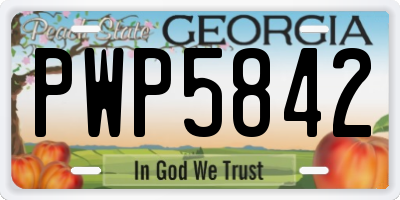 GA license plate PWP5842