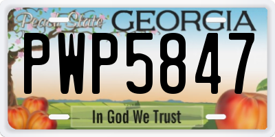 GA license plate PWP5847
