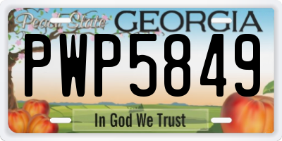 GA license plate PWP5849