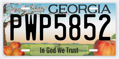 GA license plate PWP5852