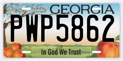 GA license plate PWP5862