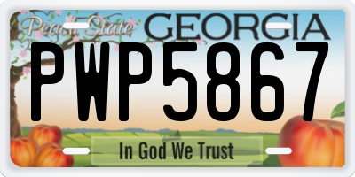 GA license plate PWP5867