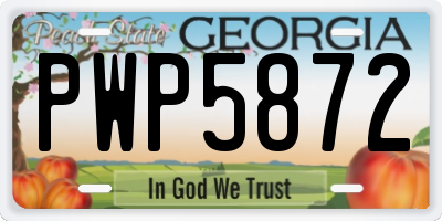 GA license plate PWP5872