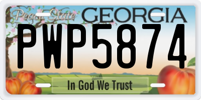GA license plate PWP5874