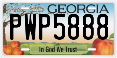 GA license plate PWP5888