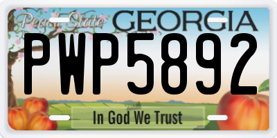 GA license plate PWP5892