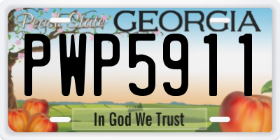 GA license plate PWP5911