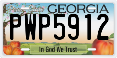 GA license plate PWP5912