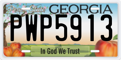 GA license plate PWP5913