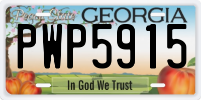 GA license plate PWP5915