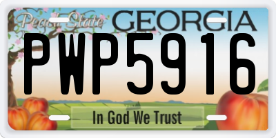 GA license plate PWP5916