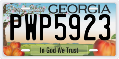 GA license plate PWP5923
