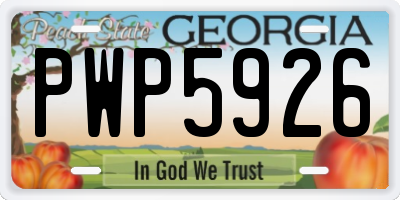 GA license plate PWP5926