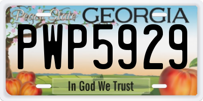 GA license plate PWP5929