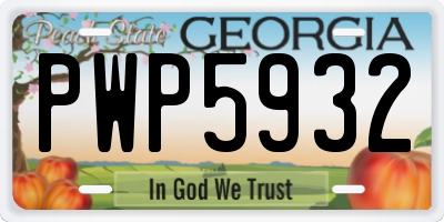 GA license plate PWP5932