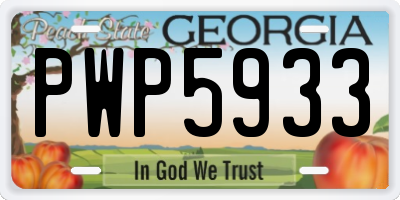 GA license plate PWP5933