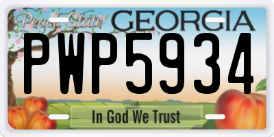 GA license plate PWP5934