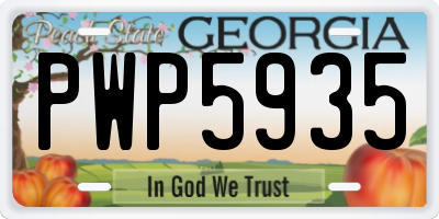 GA license plate PWP5935
