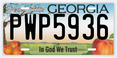 GA license plate PWP5936