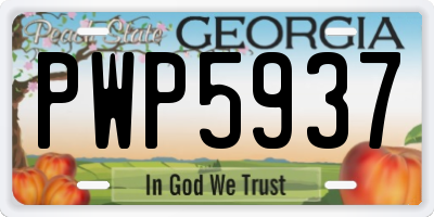 GA license plate PWP5937