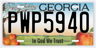 GA license plate PWP5940