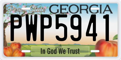 GA license plate PWP5941