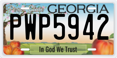 GA license plate PWP5942