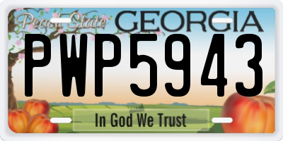 GA license plate PWP5943