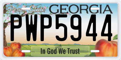 GA license plate PWP5944