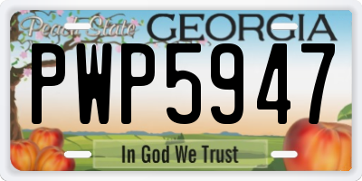 GA license plate PWP5947
