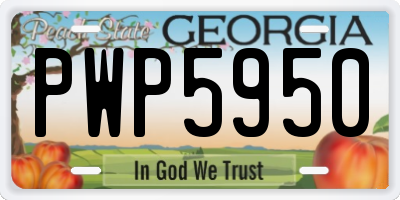 GA license plate PWP5950