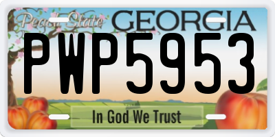 GA license plate PWP5953