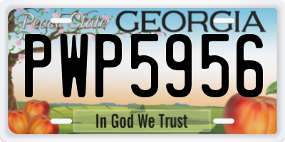 GA license plate PWP5956