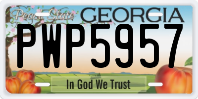 GA license plate PWP5957