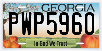 GA license plate PWP5960
