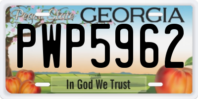 GA license plate PWP5962